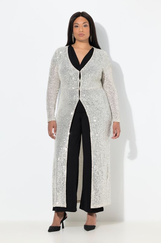 Жилетка дълга с пайети