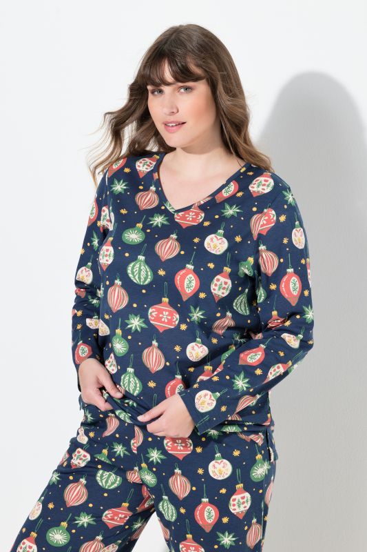 Пижама горнище с коледен принт