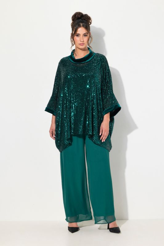 Oversized Cowl Neck Sequin Tee