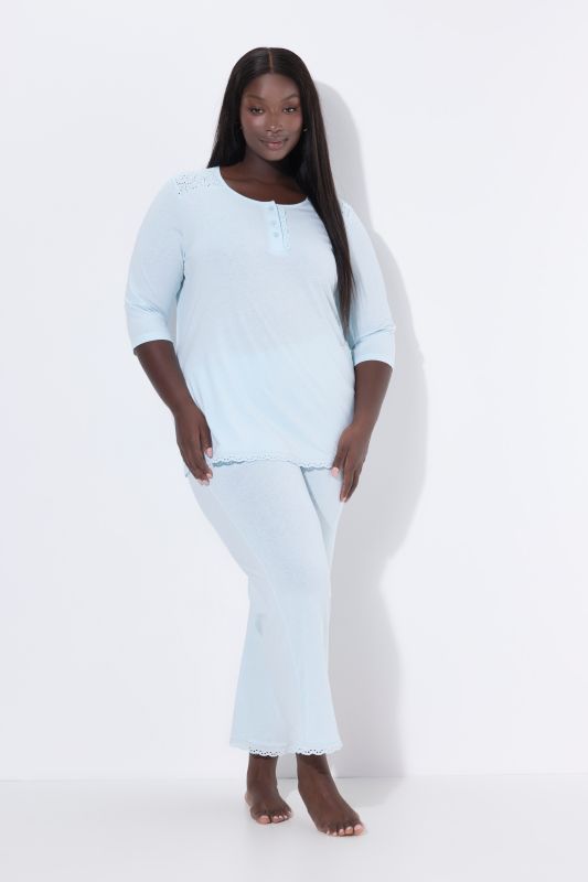 Broderie Anglaise Detail Pajama Set