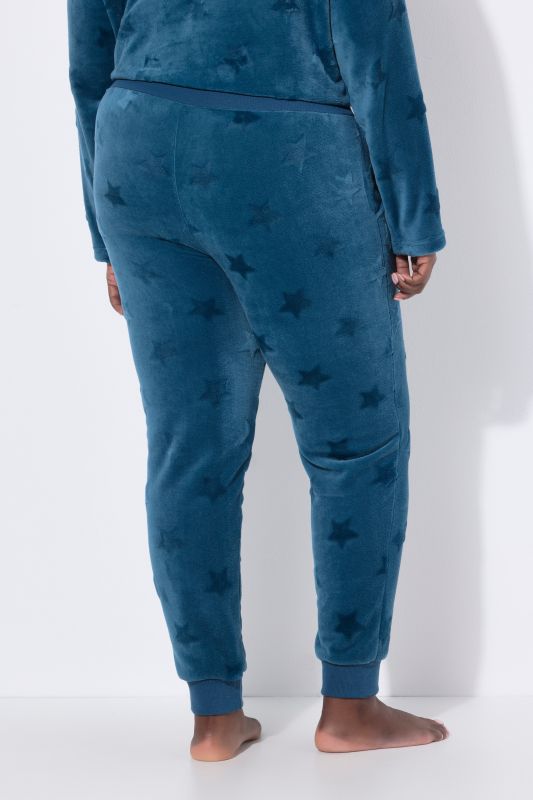 Star Design Velour Knit Elastic Waist Lounge Pants