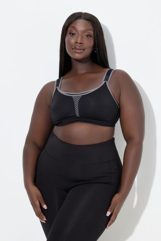 Mesh Inset Double Layer Adjustable Cup Wirefree Sports Bra