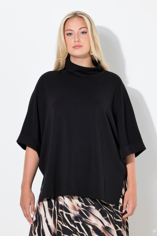 Poncho Style Turtleneck Sweatshirt