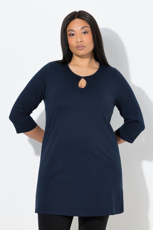Keyhole Cutout 3/4 Sleeve Knit Tunic