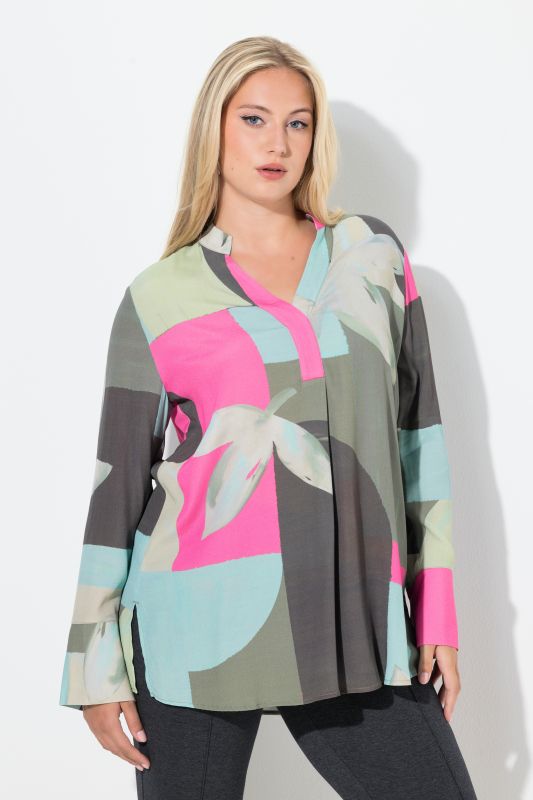 Блуза с геометричен флорален принт