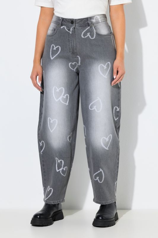 Heart Print Stretch Fit Mom Jeans