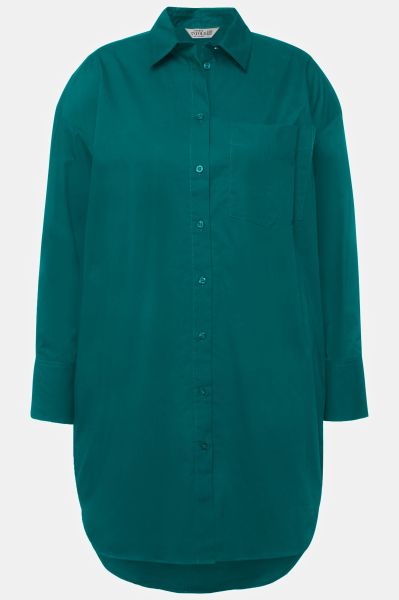 Shirt blouse, oversized, button placket, shirt collar
