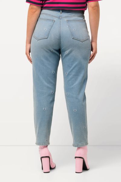 Heart Embroidery Mom Jeans