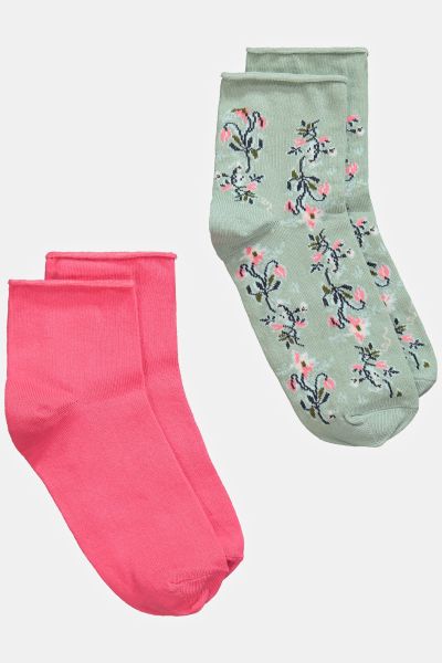 2 Pack Socks - Floral, Pink