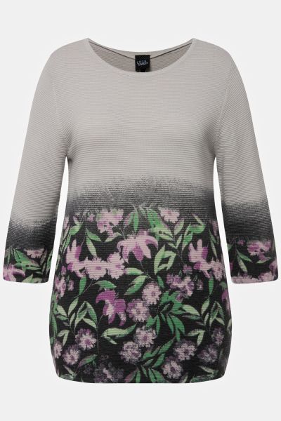 Пуловер с омбре цветя