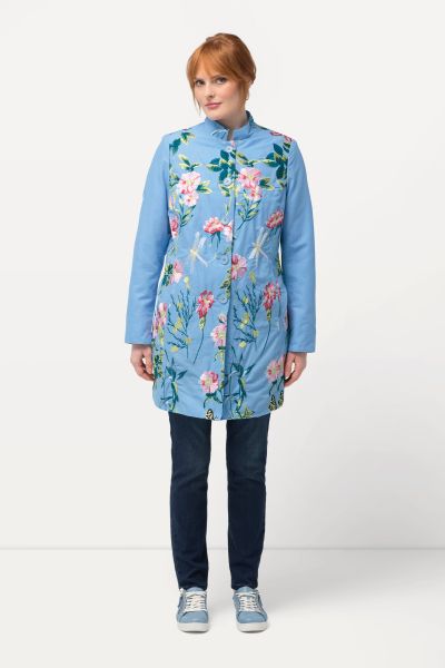 Floral Embrodiery Button Front Coat