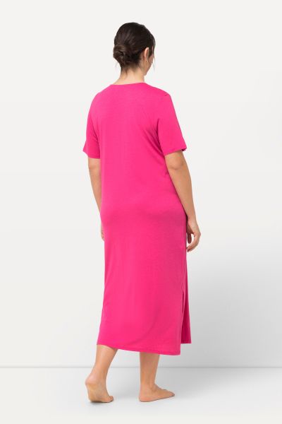 Eyelet Trim V-Neck Super Soft Cotton Blend Nightgown