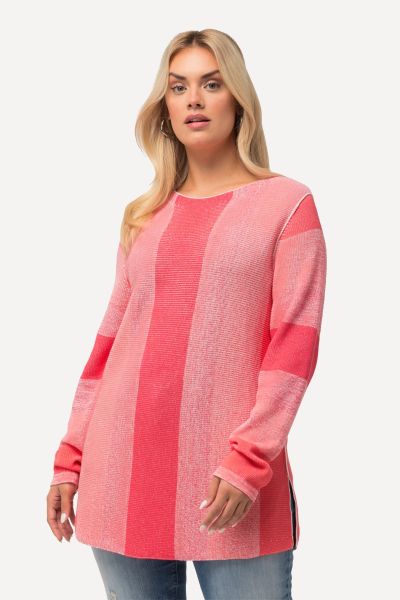 Striped Cross-Knit Sweater