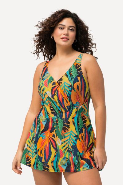 Jungle Print Wrap Look Swim Dress