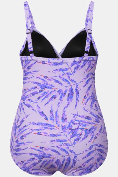 Colorful Palm Leaf Print One Piece Swimsuit