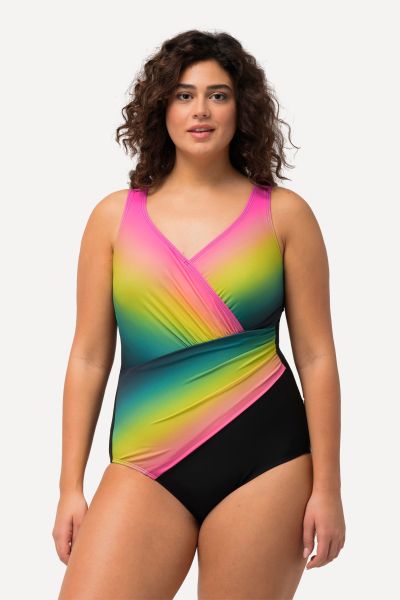 Rainbow Gradient Wrap Look Swimsuit