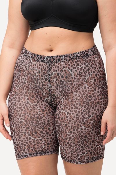 Sheer Leopard Print Biker Shorts