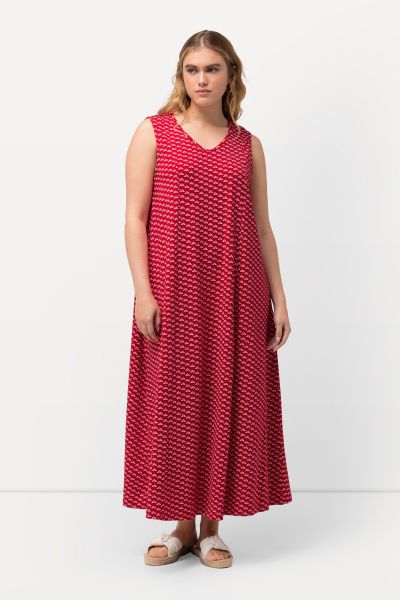 Printed Sleeveless V-Neck Maxi Dress