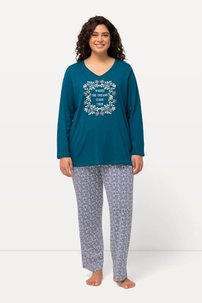 Embroidered Long Sleeve Pajama Set