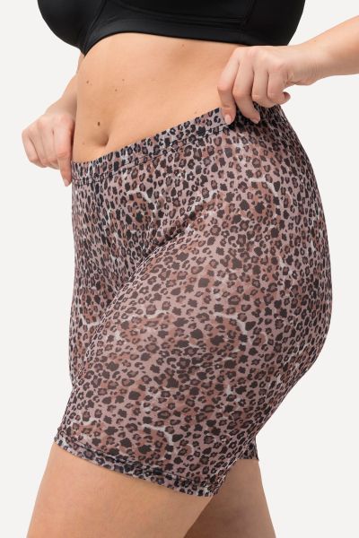 Sheer Leopard Print Biker Shorts
