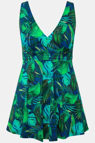 Jungle Leaf Print Swim Dress