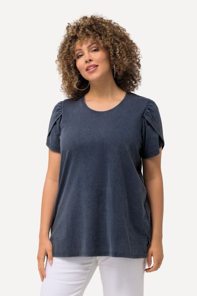 Cold Dyed Ruffled Cap Sleeve Tee