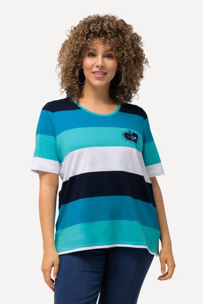 Striped Embroidered Logo Short Sleeve Tee