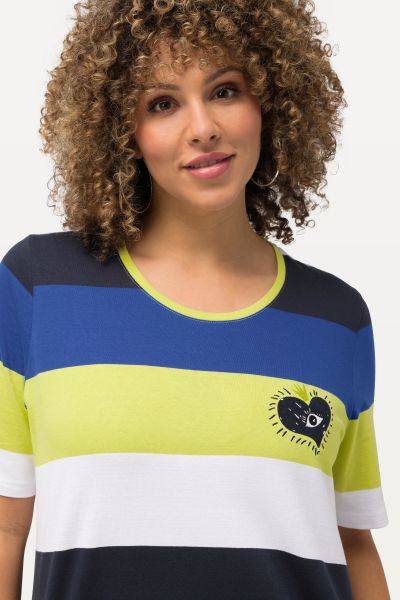 Striped Embroidered Logo Short Sleeve Tee