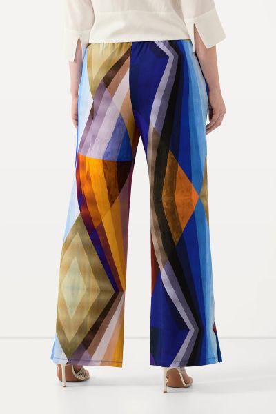 Geometric Print Elastic Waist Slinky Pants
