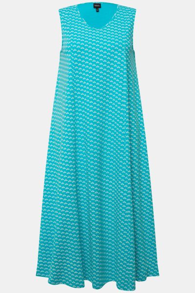 Printed Sleeveless V-Neck Maxi Dress
