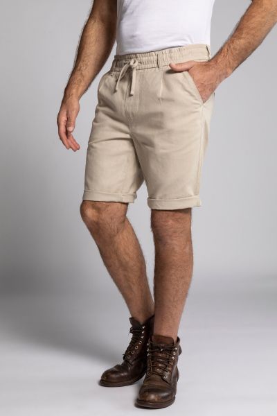 Shorts, linen blend, elastic waistband, basic fit