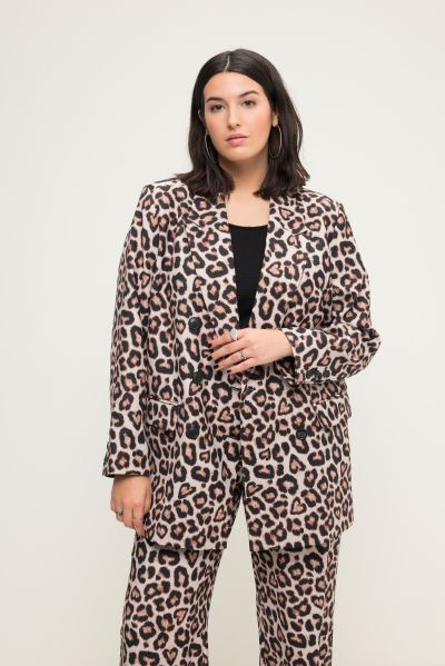 Double Breasted Leopard Print Blazer