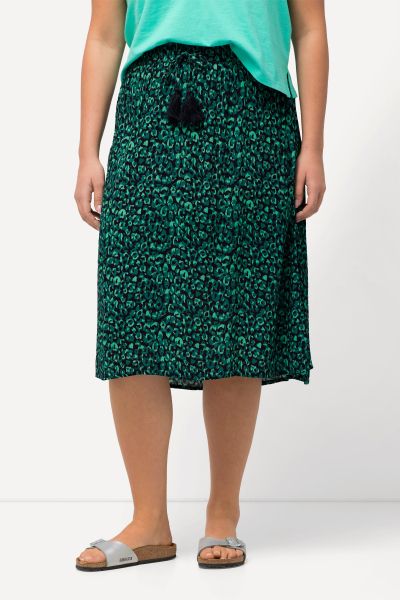 Leopard Print Elastic Waist Midi Skirt