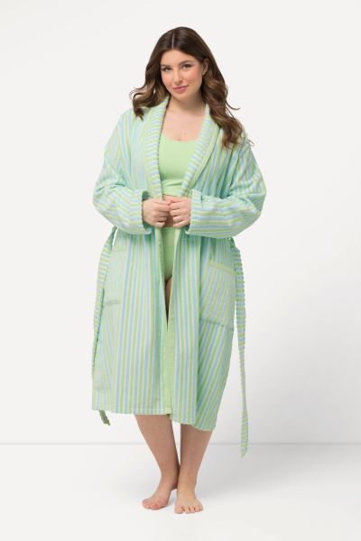 Striped Terry Cloth Bathrobe