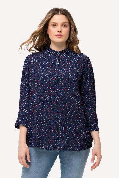 Speckled 3/4 Sleeve Crepe Blouse