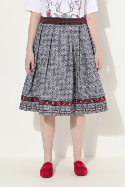 Traditional Jacquard Elastic Waist Skirt