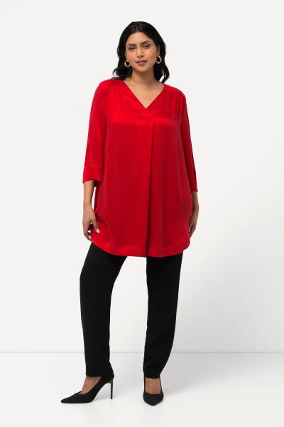 Cupro Mix 3/4 Sleeve Tunic Blouse