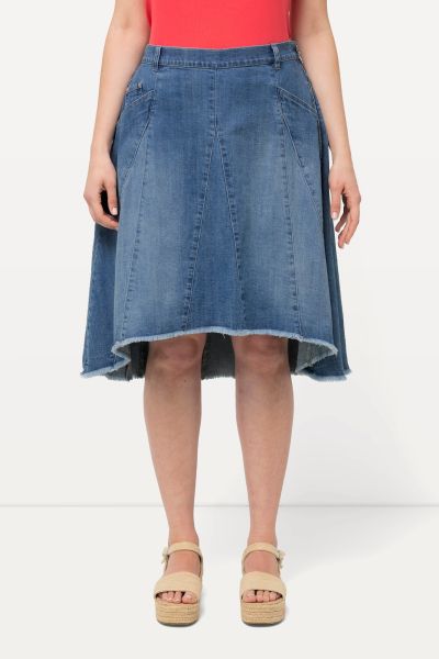 Godet Pleated Denim Skirt