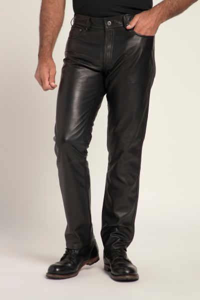 Leather trousers, leather, finest lamb nappa leather, regular fit, 5-pocket, up to 5 XL