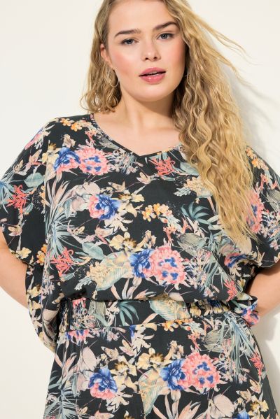 Tropical Floral Print Blouse