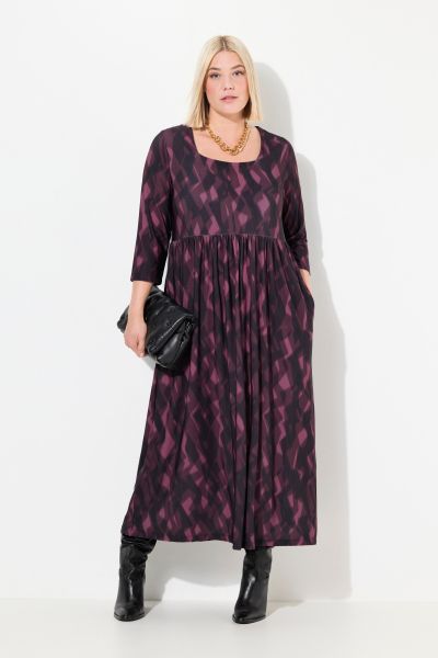 Matte Jersey Plum Print Empire Pocket Dress