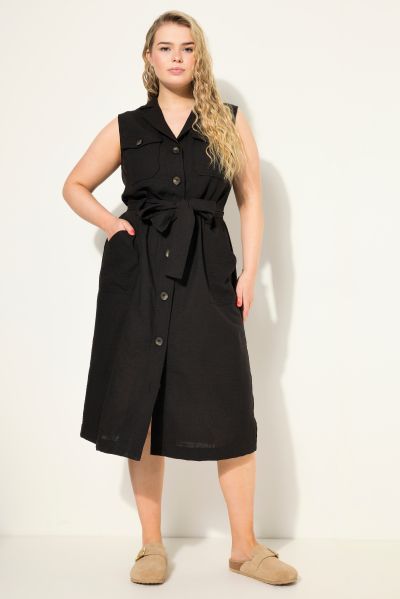 Linen Blend Utility Dress