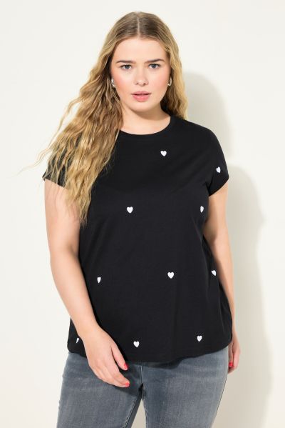 Heart Print Cap Sleeve Tee