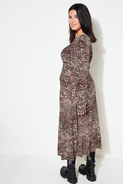 Leopard Print Knit Long Sleeve Dress