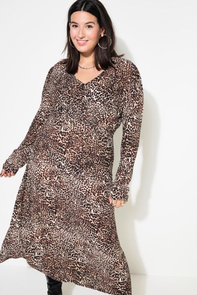 Leopard Print Knit Long Sleeve Dress