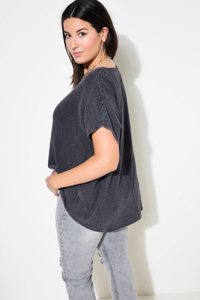 Oversized Cap Sleeve Muslin Blouse