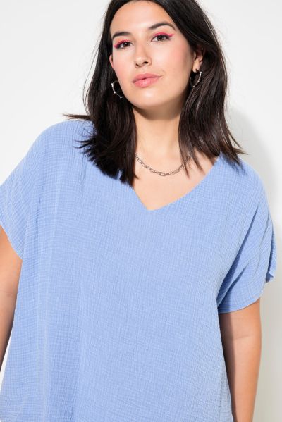 Oversized Cap Sleeve Muslin Blouse