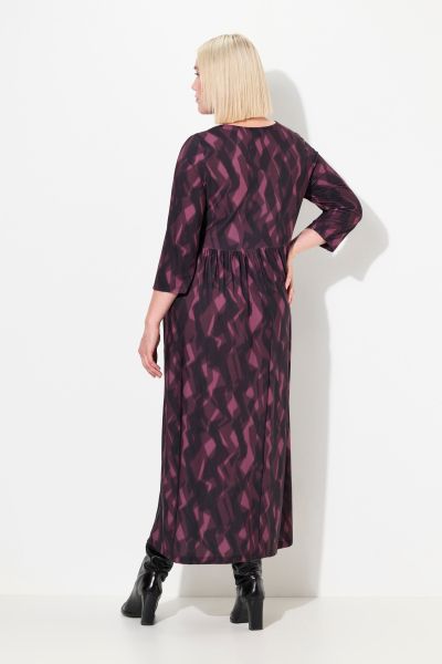 Matte Jersey Plum Print Empire Pocket Dress