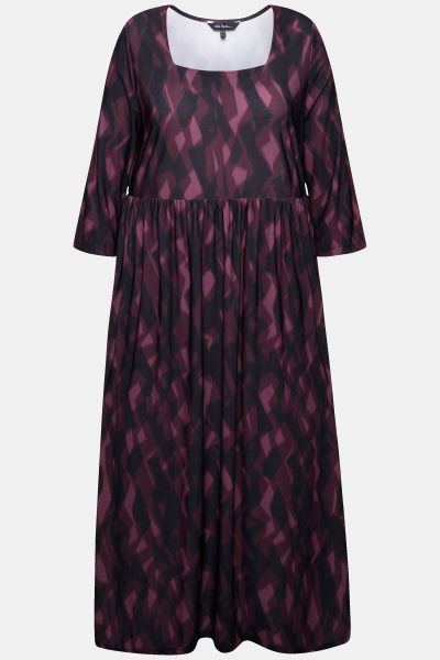 Matte Jersey Plum Print Empire Pocket Dress