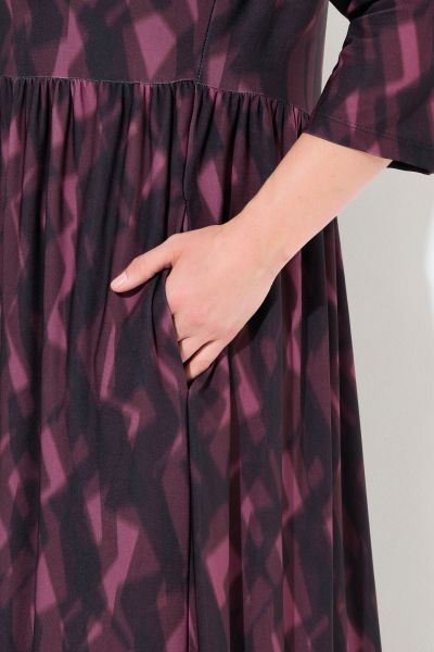 Matte Jersey Plum Print Empire Pocket Dress